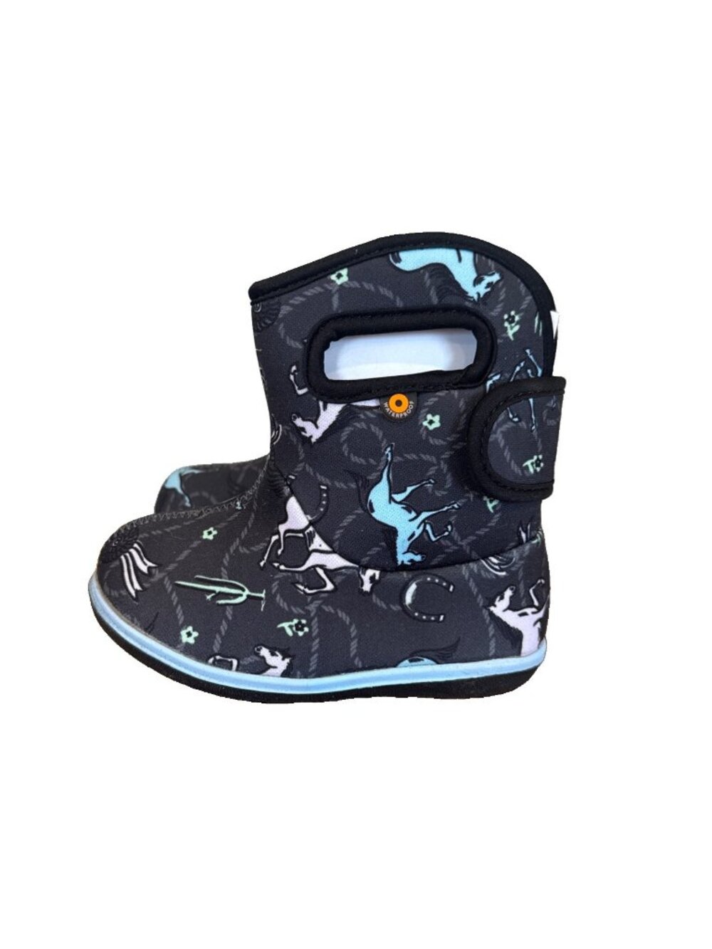 Baby Bogs II Snow Boots Infant Size 6 Horses Grey Purple Blue Insulated Lined